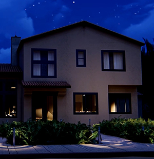3D Animation of a Mansion at Night